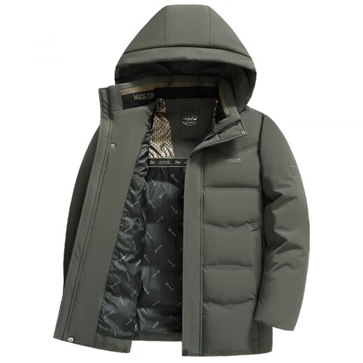 海澜之家（HLA）中年冬季加厚羽绒服爸爸装休闲上衣男士保暖外套中老年冬装 黑色 L 【体重90-110斤】