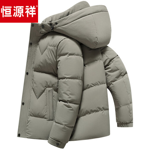 Hengyuanxiang 2025 new winter clothing Korean version thickened warm hooded graphene heating stylish trendy men's fashion jacket men's black L 175