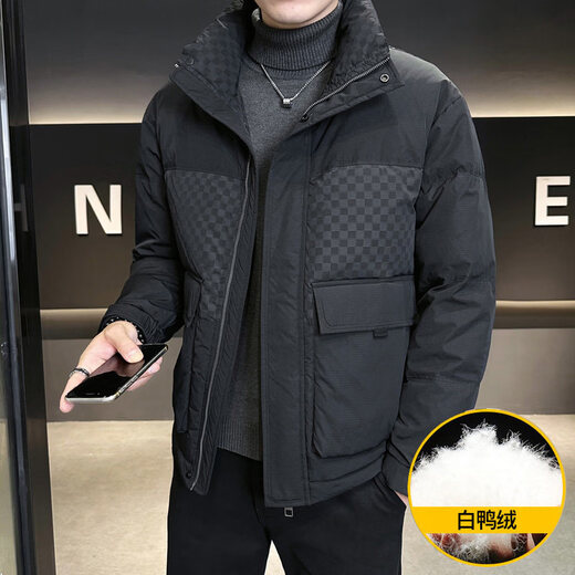 KBXNG Jinba Зимний пуховик с воротником-стойкой, мужская новая модная модная брендовая клетчатая рабочая одежда, топ, утепленная теплая куртка зеленого цвета M