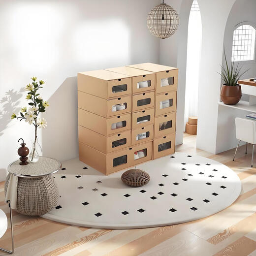 Sanqihu Shoe Box Storage Box Drawer-type Kraft Paper Box Carton Dust-proof Dormitory Thickened Transparent Empty Box Short Boots to Save Space Hardened Unisex 4 Pieces Best-Selling Within 46 Sizes