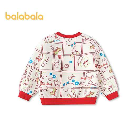 Balabala shopping mall same style children's clothing children's sweatshirt boys 2026 new spring and autumn cartoon illustration top white red tone 00316 110