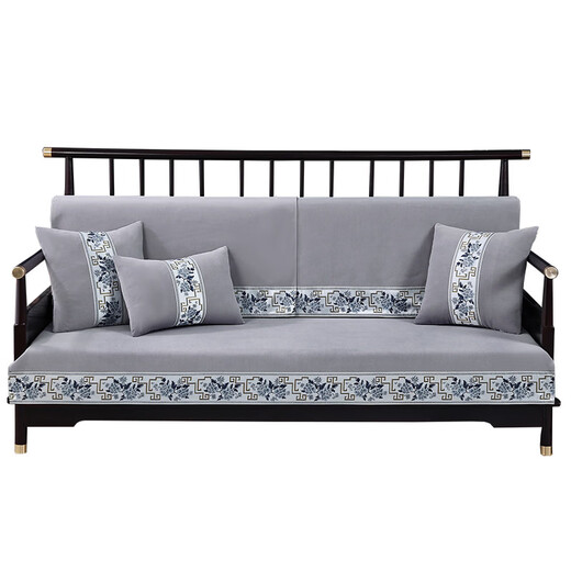 Yusenyi high-end new Chinese style sofa cushion, leather sofa towel, solid wood sofa cover, four-season universal cover cloth, anti-slip cushion, national color Yanran + off-white 90x180cm