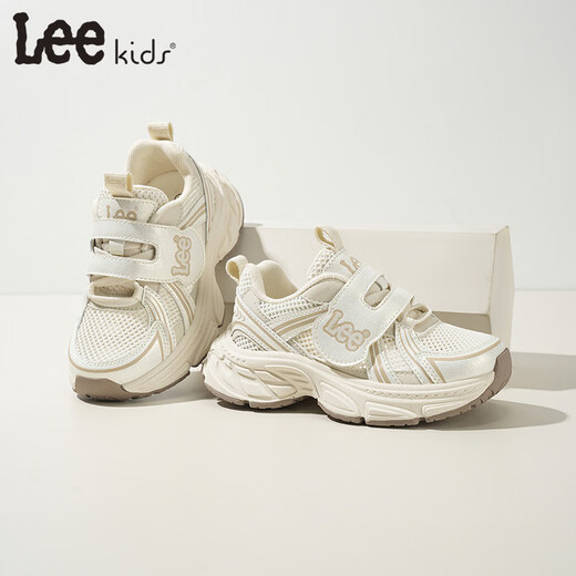Lee Children's Shoes Spring New Children's Mesh Daddy Shoes Girls' Thick-soled Running Shoes for Boys and Girls Beige 26 Recommended Foot Length 157mm