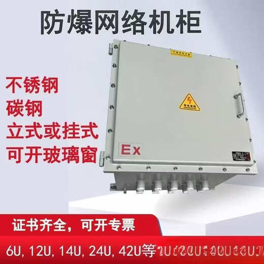 Explosion-proof network cabinet, anti-corrosion distribution box cabinet, carbon steel weak current cabinet, stainless steel switch chassis IIB/IIC monitoring 9U