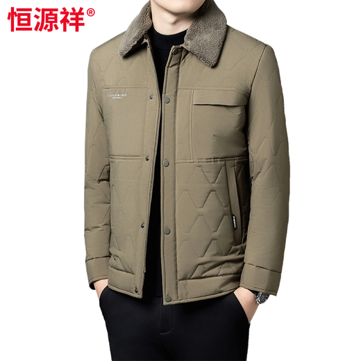 Hengyuanxiang 2026 new winter velvet thickened warm daddy cotton coat men's lapel casual cotton coat trendy jacket black 2XL