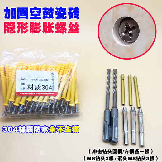 Wenzhi ceramic tile hollow drum special reinforcement nail wall fixing repair tool 304 stainless steel expansion screw dryer 304 no 304 stainless steel nails 6*60 50 sets