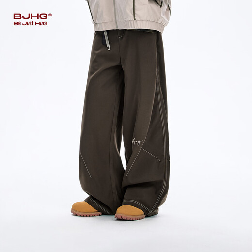 BJHG Reckless American Loose Straight Pants Men's Summer Trendy Brand Casual Pants Flow Light Thin Drape Suit Pants Women Hardwood Brown 2XL