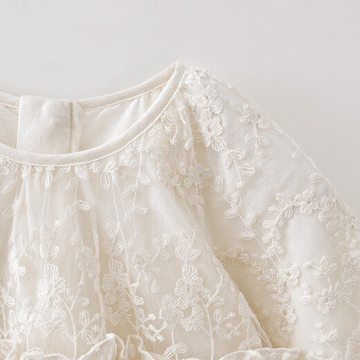 MARC&JANIE Fresh flowers girls embroidered mesh skirt baby dress spring new skirt 560120 off-white - embroidered mesh 90 cm (recommended height 81-90cm)