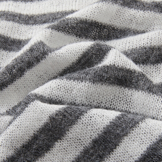 Demana sheep wool spring intellectual college striped beaded embroidered sweater off-shoulder petite women's sweater