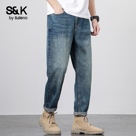 Baleno S&K series American trendy brand retro jeans autumn and winter new casual versatile slim men's trousers