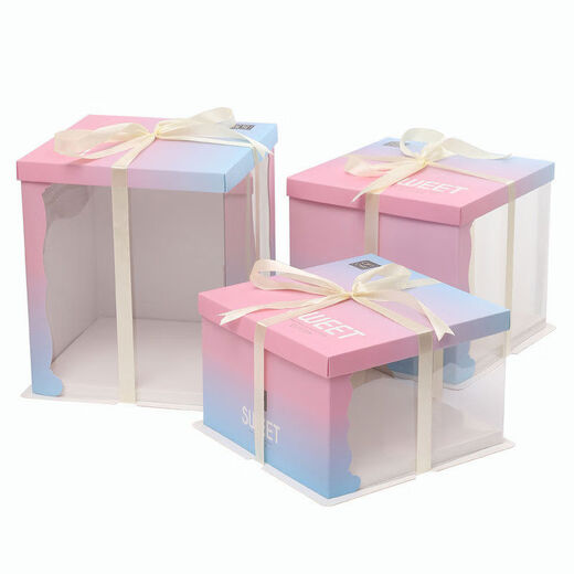 Translucent boxed box 6 inches 8 inches 10 inches 12 inches double layer heightening 50 sets transparent box customization translucent gradient 8 inches heightening 50 sets 26*26*31cm