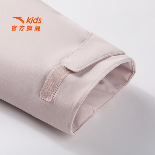 ANTA children's jacket for girls and boys spring new hooded polar fleece water-repellent woven thick coat American brown/pink lilac-3 130