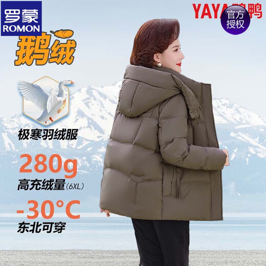 ROMON high-end short down jacket for mothers 2025 winter Northeastern thickened goose down jacket for small men, slim and versatile black, upgraded thickened goose down 280g 4XL recommended 136-150Jin Jin equals 0.5kg