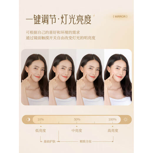 Desktop smart LED makeup mirror with light, special-shaped desktop dressing table mirror, rotating dressing mirror, touch control beauty mirror, 40 mirror double column crystal mirror - rechargeable + angle adjustable