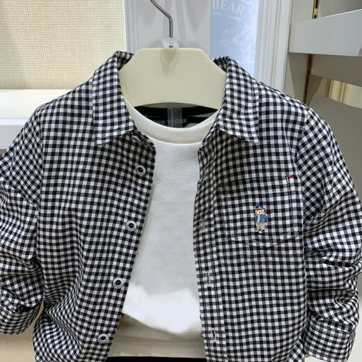 G.duck children's clothing 25 spring boys' cotton plaid long-sleeved shirt medium and large children's casual versatile shirt tops red 2 110 cm