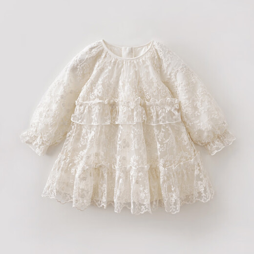MARC&JANIE Fresh flowers girls embroidered mesh skirt baby dress spring new skirt 560120 off-white - embroidered mesh 90 cm (recommended height 81-90cm)