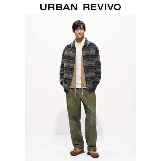 UR2026 spring new men's retro ethnic style horse pattern jacquard casual shirt UML860010 multi-color M