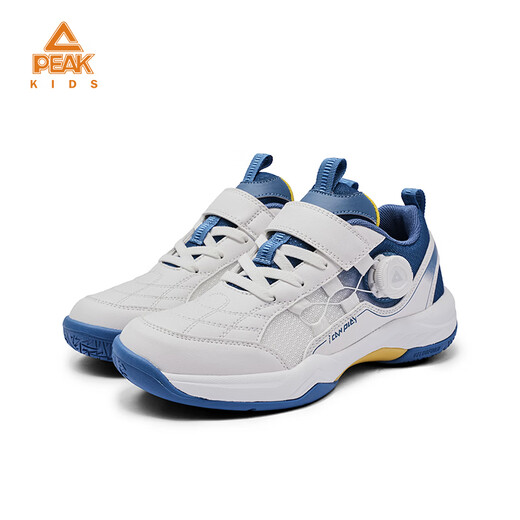 Peak children's basketball shoes, campus sports shoes, breathable mesh splicing practical training shoes, wear-resistant knob buckle youth shoes, red and white 33, inner length 22cm