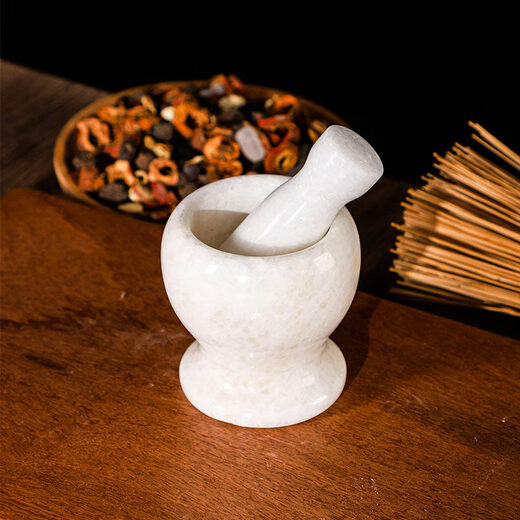 Tuojin natural jade garlic press stone mortar garlic mortar traditional old-fashioned household manual grinding raw stone garlic mortar 11 cm diameter calm black, tank + stone hammer + lid