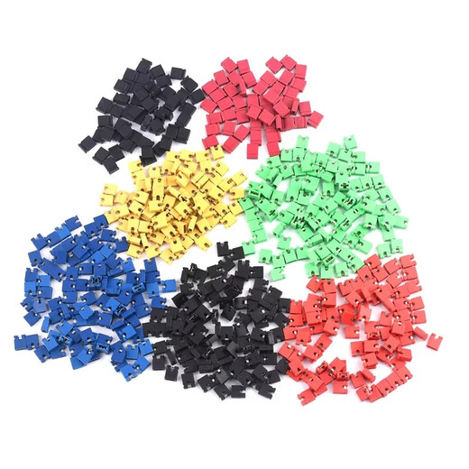 DZYJ jumper cap, long handle cap, pitch 2.54MM, color jumper cap, short circuit block, pin header connection block, yellow opening (100 pieces)