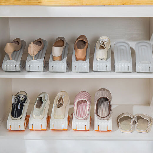 Yonghuan shoe storage shoe cabinet with layered partitions, adjustable double-layer shoe bracket, shoe slipper rack, shoe box, single-foot gray 8-pack, double-layer 4-stop adjustable 0x0x0cm