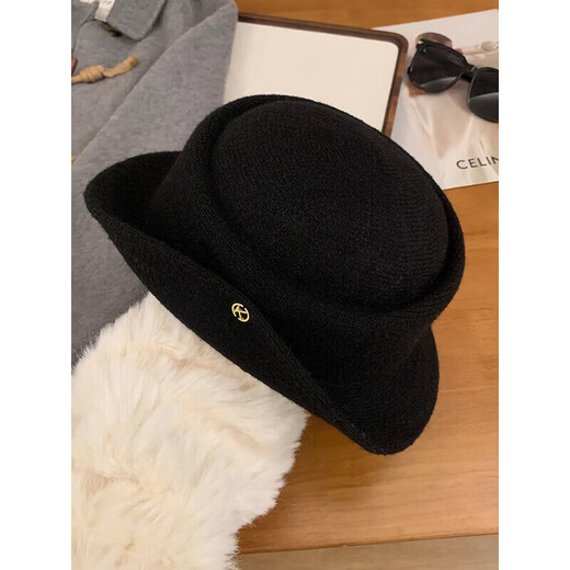 Zhunwu Qianjin top hat women's hat autumn and winter 2026 new woolen fisherman hat felt hat basin hat winter hat Hepburn style elegant French Qianjin style curled black top hat