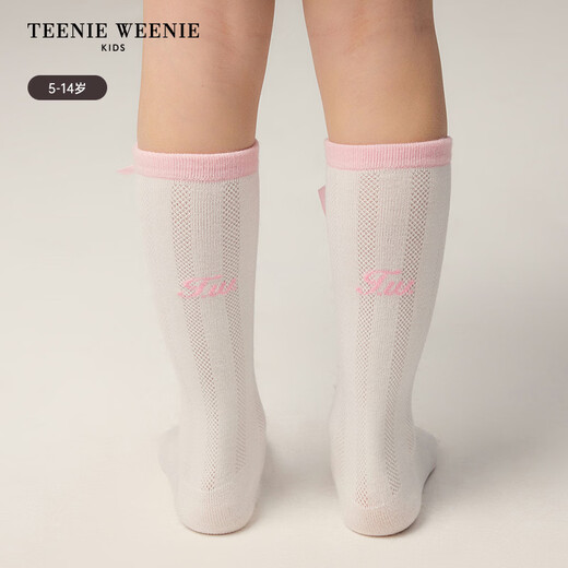 Teenie Weenie Kids Bear Children's Clothes 26 New Girls Sweet College Bow Mid-calf Socks Light Pink One Size L