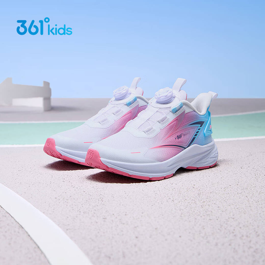 361 boys running shoes 2026 spring new style non-slip breathable knob children's sports shoes for middle-aged, primary school students and girls 361 degree white/flower pink/clear sky blue 38