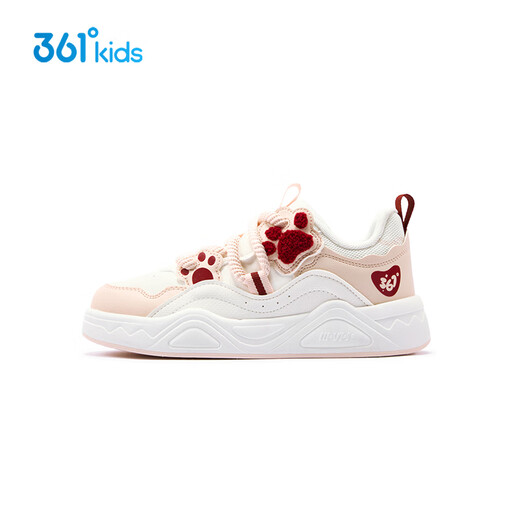 361 Shopping mall same style children's shoes girls sports sneakers 2026 spring new big children's fashionable casual bread shoes feather white/peach juice pink/rich red 33