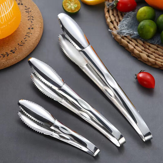 Miaopule stainless steel ice tongs, commercial ice tongs, creative non-slip sugar cube tongs, thickened buffet food grade ice tongs, medium size (five)