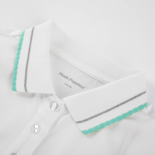 Hush Puppies children's clothing for children and girls 2026 spring and summer new style energetic sweet moisture-absorbent quick-drying lotus leaf sleeve short-sleeved Polo shirt original white 130 cm