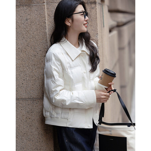 Demana Vanilla 95 Goose Down Winter Wrinkle Lapel Lapel Splicing Slimming Tibetan Down Jacket Women's Premium Feel