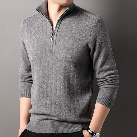 Year of the Horse zodiac year red 100% pure wool sweater men's turtleneck sweater New Year middle-aged sweater warm and thick style dark red XL 180/115