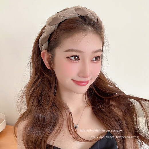 
Shufen Internet celebrity Organya chain headband for women new high skull top anti-slip pressure hairpin temperament braided headband headband F1387 Organya headband-black