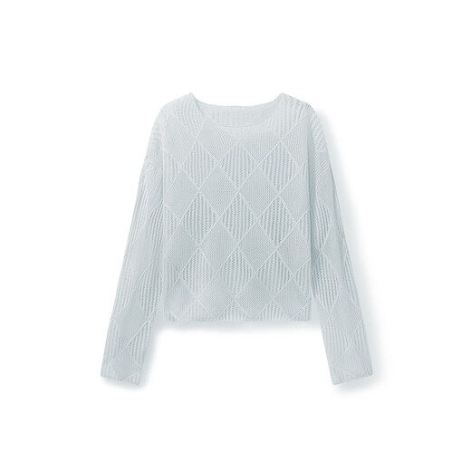 Xiaoguoli paper man blouse, lazy hollow all-match sweater, spring style one-line collar loose all-match top, blue, one size fits all size 1