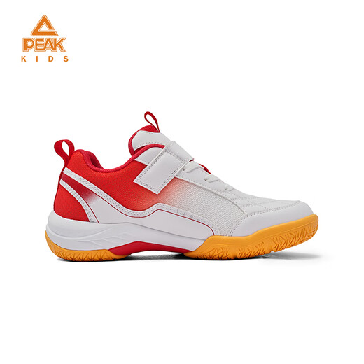 Peak children's basketball shoes, campus sports shoes, breathable mesh splicing practical training shoes, wear-resistant knob buckle youth shoes, red and white 33, inner length 22cm
