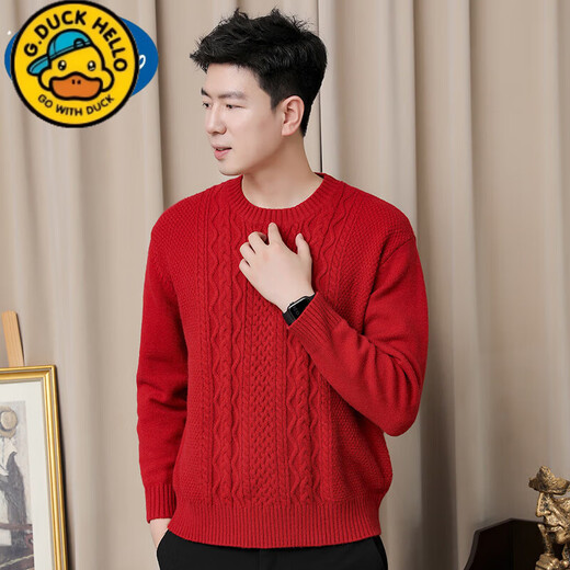 G.duck Chinese New Year Chinese Red Sweater Parent-Child Clothes Winter Clothes Family of Three or Four 2025 New Year Mother and Daughter Clothes Western Style Burgundy Note Mother Style Slit 130 cm