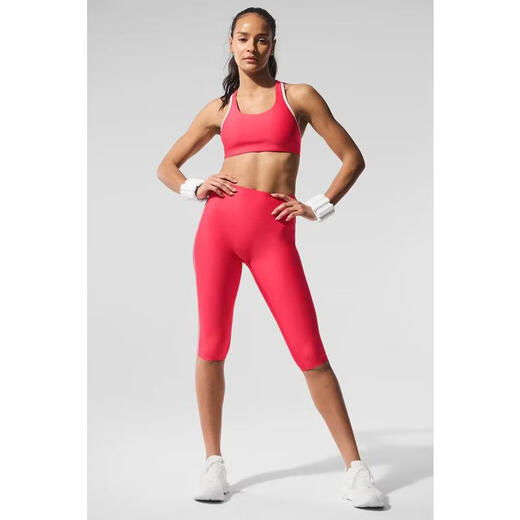 ALO YOGA women's bra push-up support black high-elastic fitness sports bra simple Candy Red/White one size | XXS