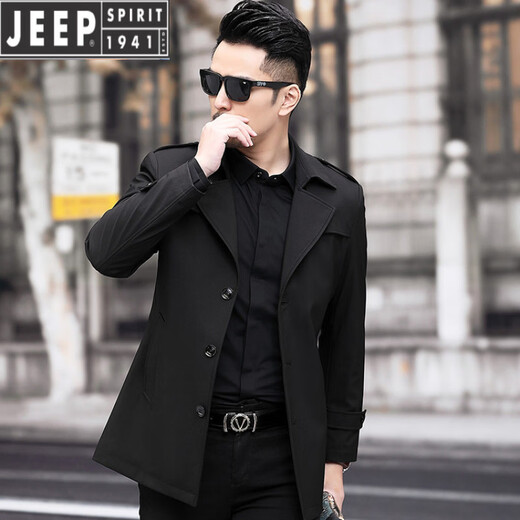 JEEP SPIRIT男士风衣2026新款春秋中长款外套男装夹克薄款上衣商务休闲爸爸装 卡其色 M 170