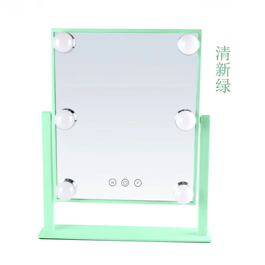 Large desktop lighted beauty mirror square LED light bulb mirror princess mirror beauty makeup mirror smart small 6 lights white plug-in 25*30 cm