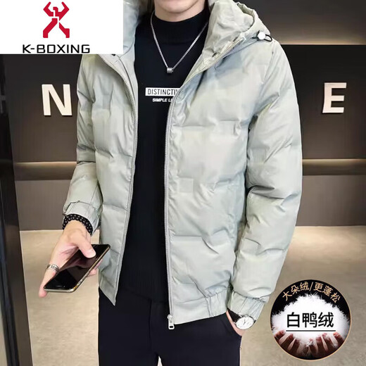 KBXNG Jinba youth plus velvet wash-free light down jacket men's trendy new winter stand-up collar warm and anti-fouling men's cold-proof clothing 969 black M recommended to wear 90-105 Jin Jin equals 0.5 kg