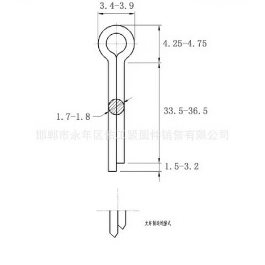 Ji Litian GB91 galvanized split pin hairpin pin latch pin U-shaped pin M1m1.5m2m3m4m5m6m8m10m12 M2*16