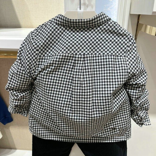 G.duck children's clothing 25 spring boys' cotton plaid long-sleeved shirt medium and large children's casual versatile shirt tops red 2 110 cm