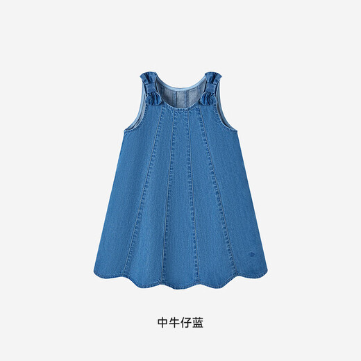 YEEHOO shopping mall children's clothing girls' denim dress pure cotton tank top summer new children's skirt YRLFJ1S006A medium denim blue pure cotton YRLFJ1S006A 80 cm