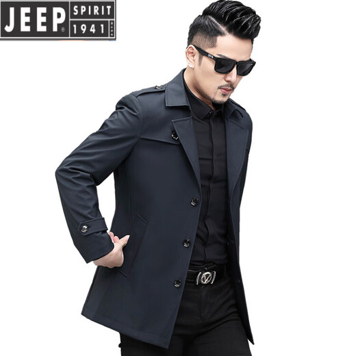 JEEP SPIRIT男士风衣2026新款春秋中长款外套男装夹克薄款上衣商务休闲爸爸装 卡其色 M 170