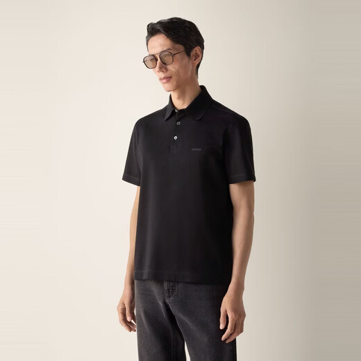Zegna men's spring and summer new black cotton short-sleeved Polo shirt black 46 (XS/S)
