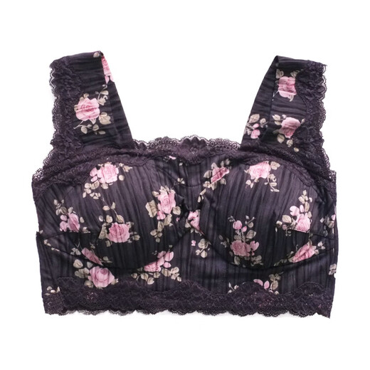 No wire underwear for women with small breasts, anti-exposure tube top, lace full cup, seamless vest chest, 196 black, one size fits all, 75B