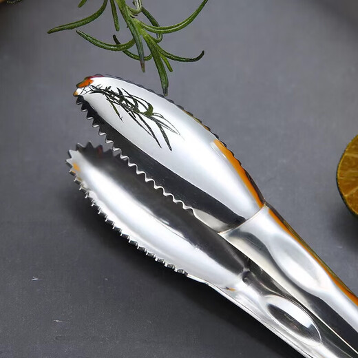 Miaopule stainless steel ice tongs, commercial ice tongs, creative non-slip sugar cube tongs, thickened buffet food grade ice tongs, medium size (five)