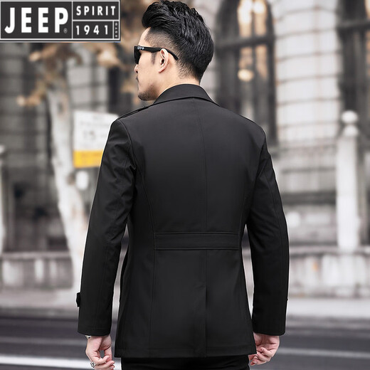 JEEP SPIRIT男士风衣2026新款春秋中长款外套男装夹克薄款上衣商务休闲爸爸装 卡其色 M 170