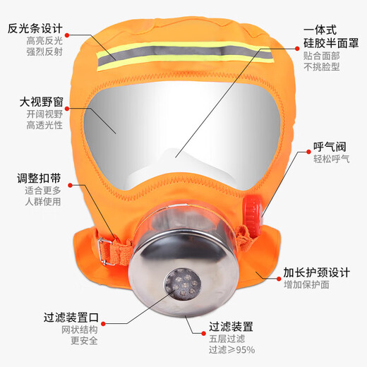 Jingxi gas mask fire mask fire mask fire escape firefighting 3C PVC upgraded version 30 type respirator TZL30B PVC adult upgraded version